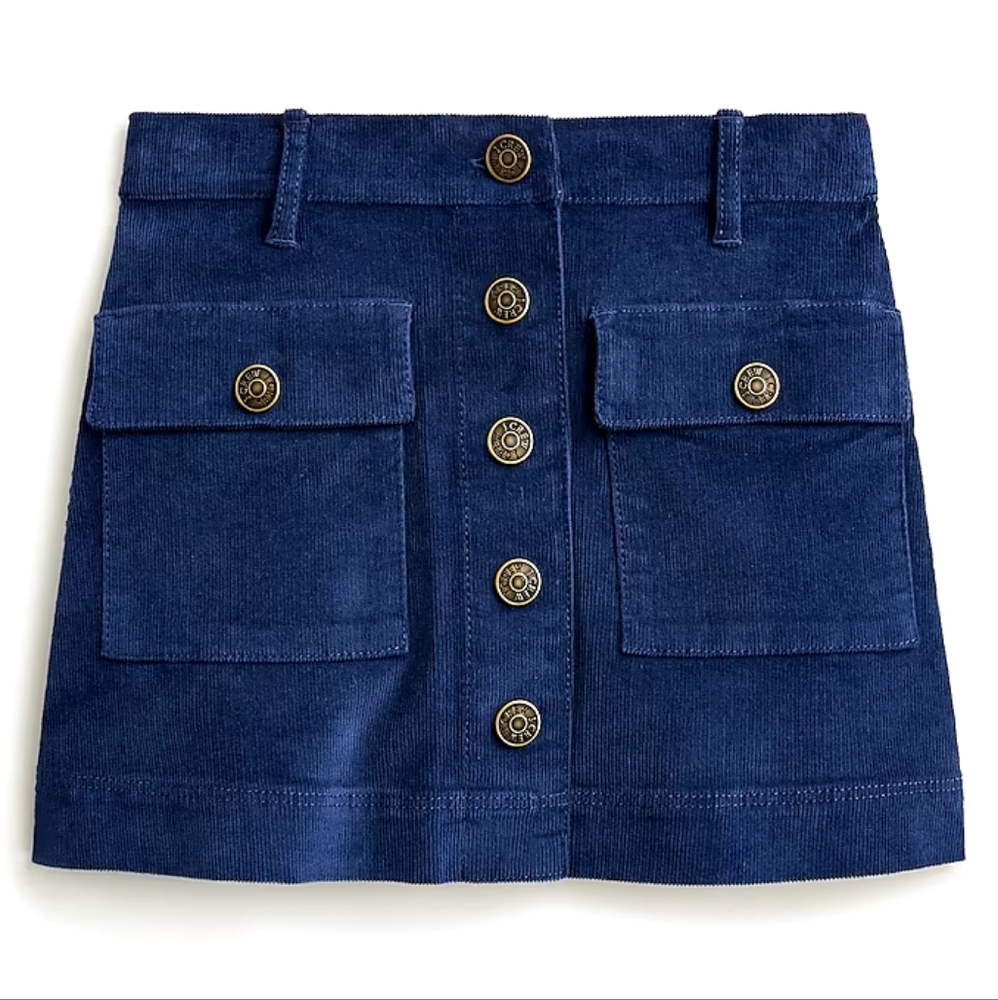 Crewcuts girls corduroy button front Mini skirt, 6, blue